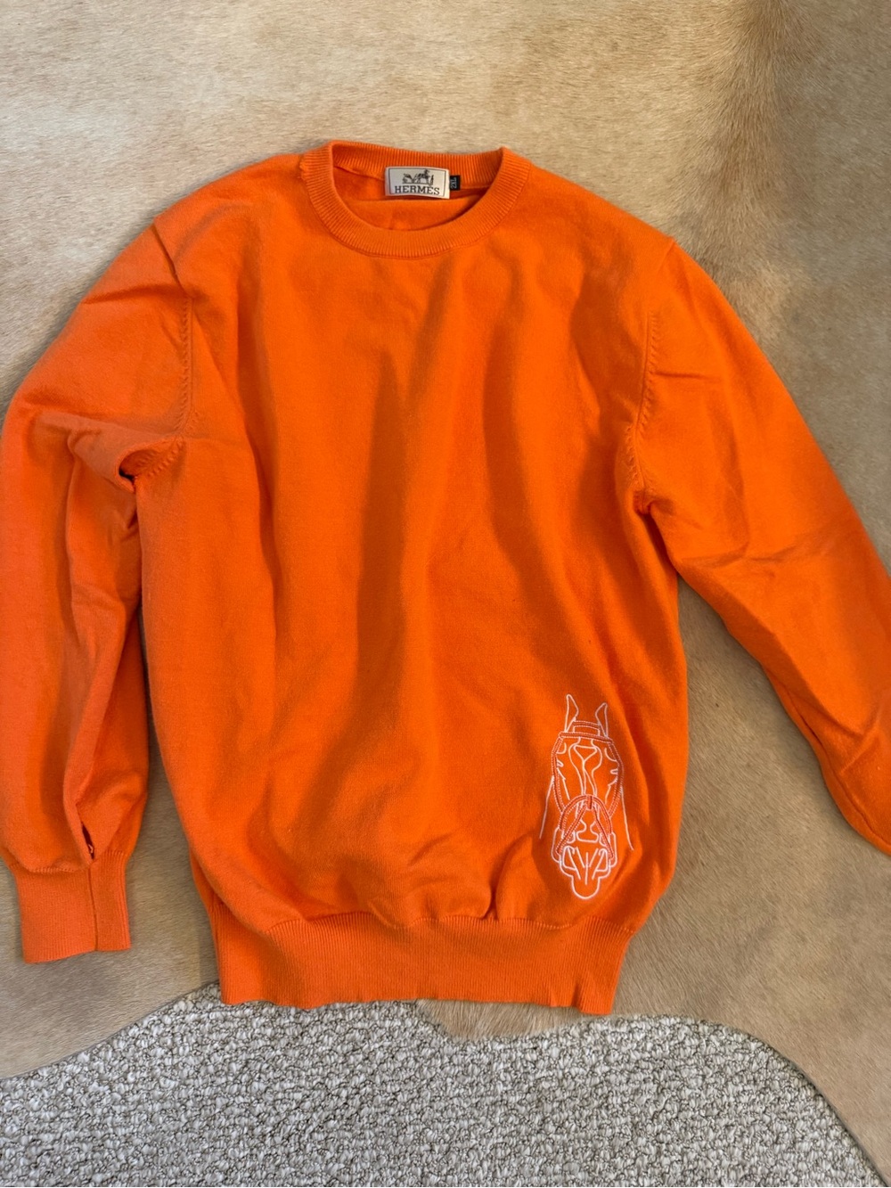 Hermes Orange Crewneck Sweater Real